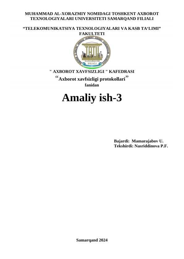 VLAN TARMOQ YARATISH AMALIY ISH