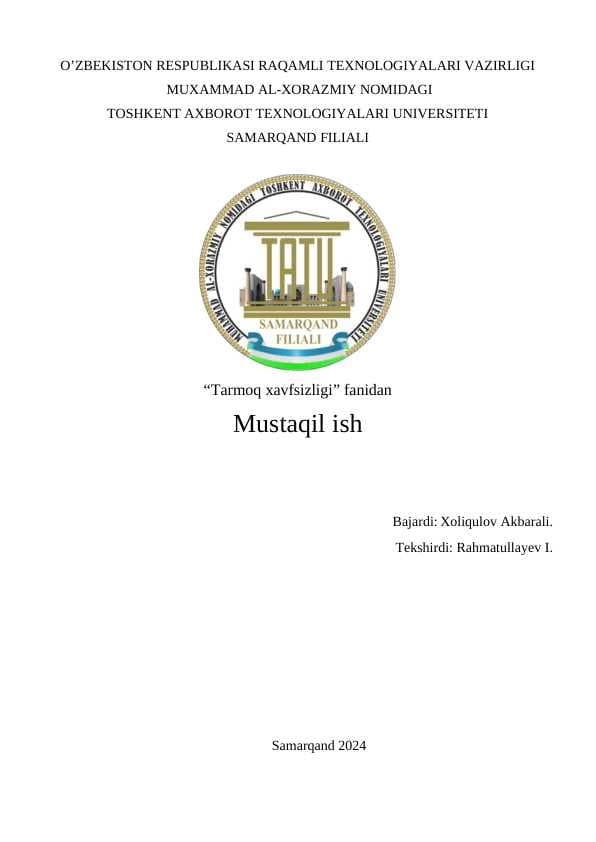 Autentifikatsiyani ta'minlash protokoli AH protokoli