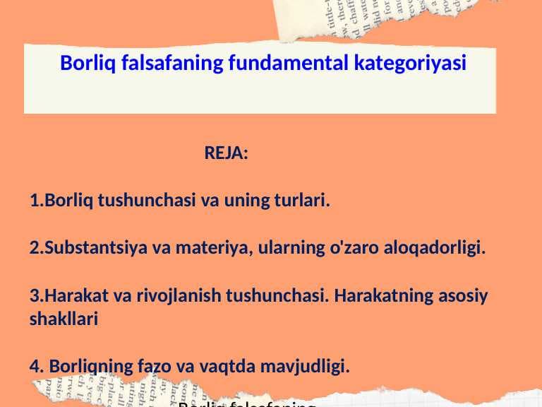 Borliq falsafaning fundamental kategoriyasi