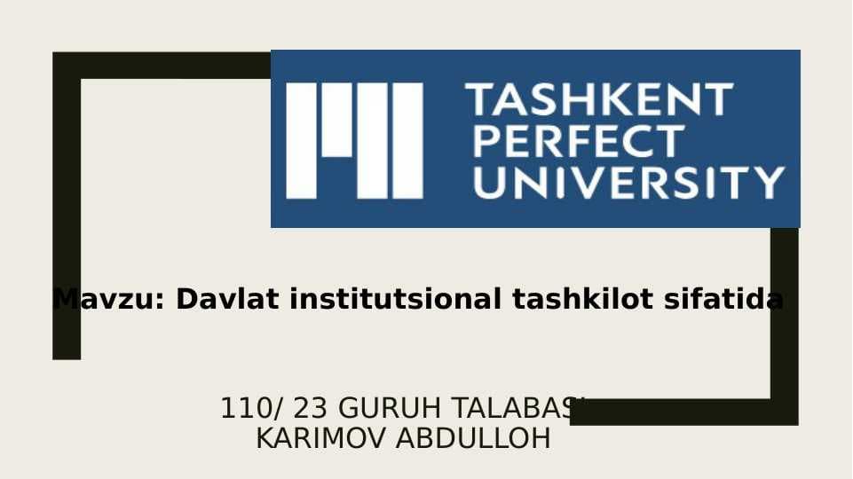 Davlat institutsional tashkilot sifatida