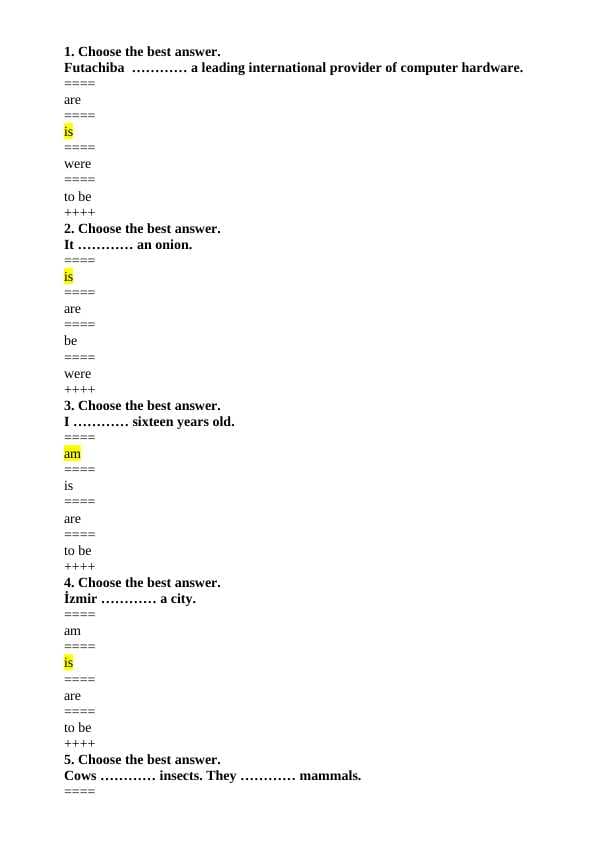 English 1 kurs test