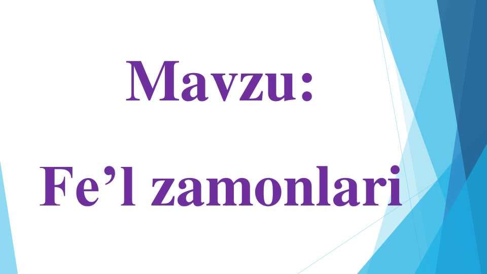 Fe'l zamonlari