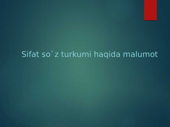 Sifat so'z turkumi