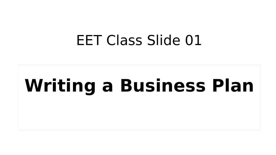 Writing a Business Plan