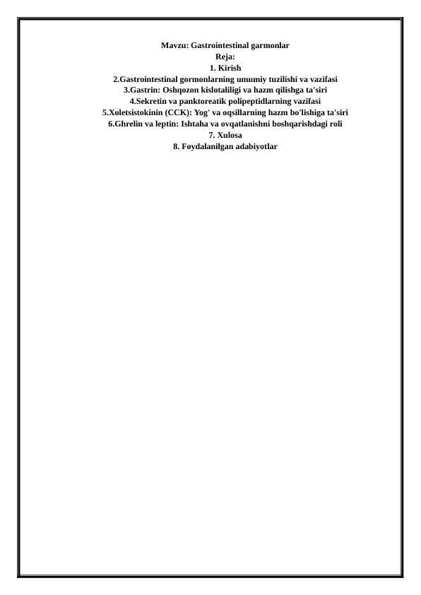Gastrointestinal garmonlar