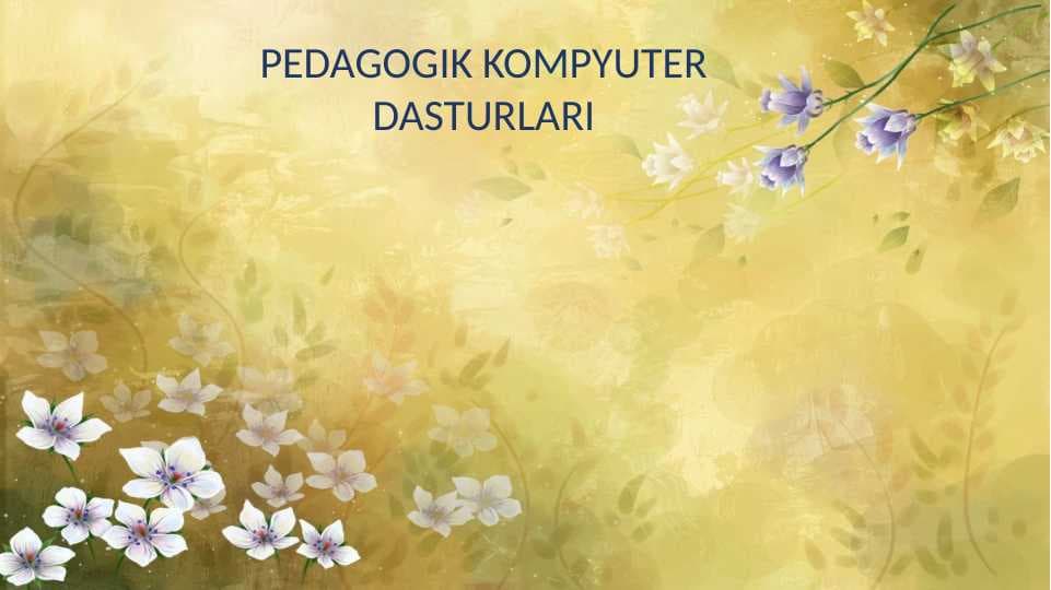PEDAGOGIK KOMPYUTER DASTURLARI