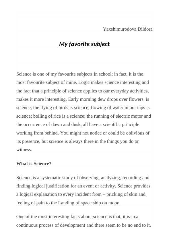 My favorite subject