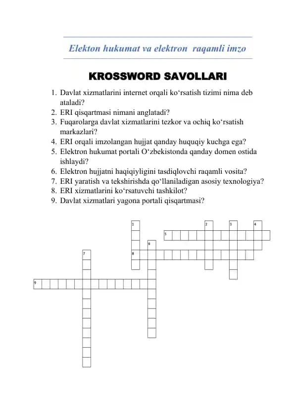 informatika krosvord