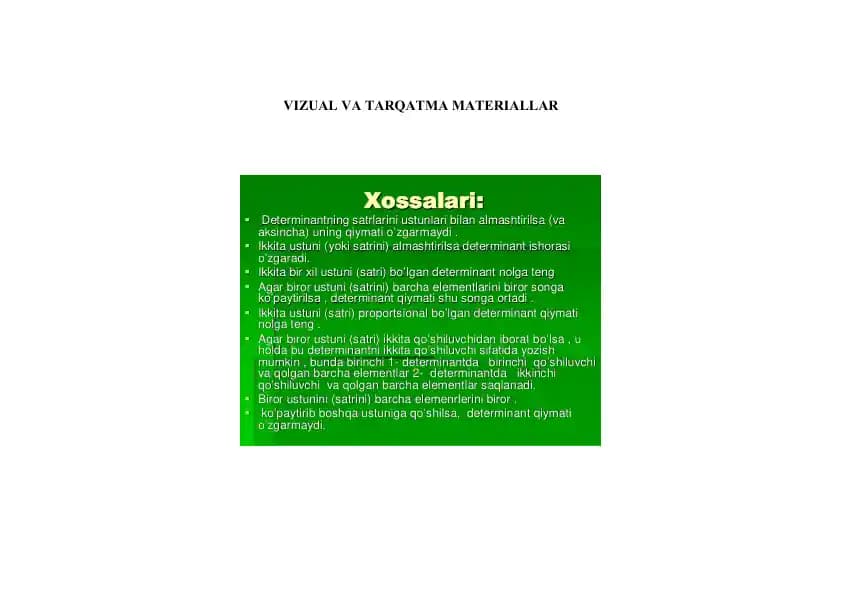 Dederminanat tarqatma