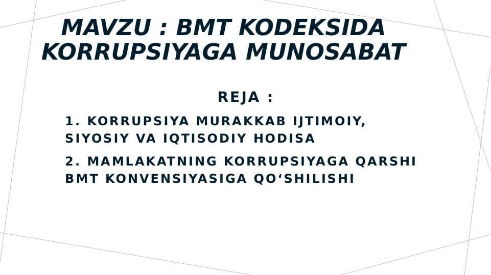 BMT kodeksida korrupsiyaga munosabat