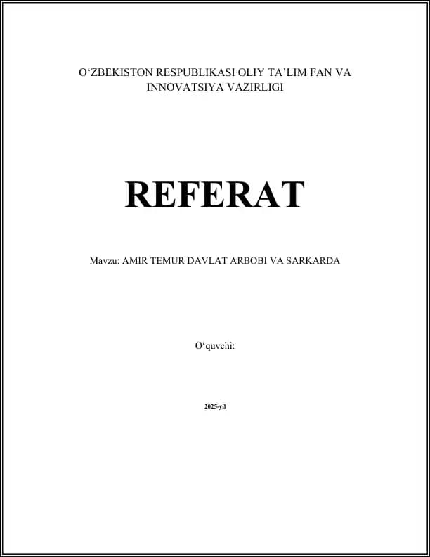 AMIR TEMUR DAVLAT ARBOBI VA SARKARDA