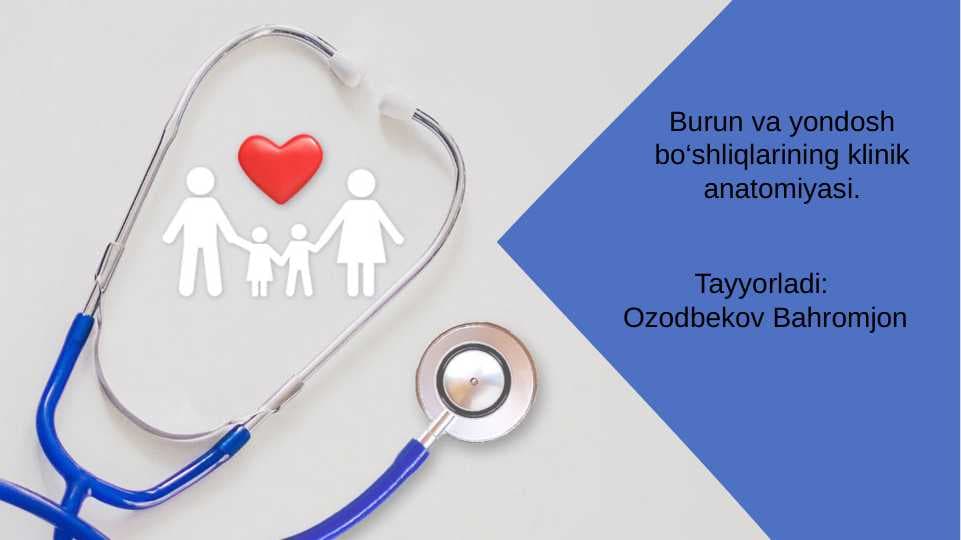 Burun va yondosh bo‘shliqlarining klinik anatomiyasi.