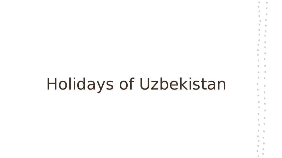 Holidays of Uzbekistan