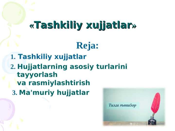 Tashkiliy xujjatlar