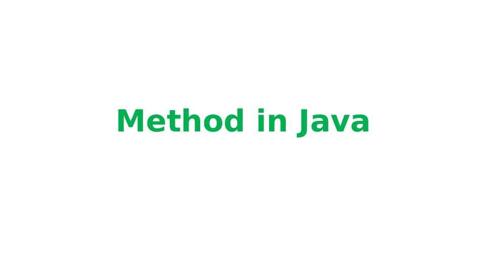 Method in Java