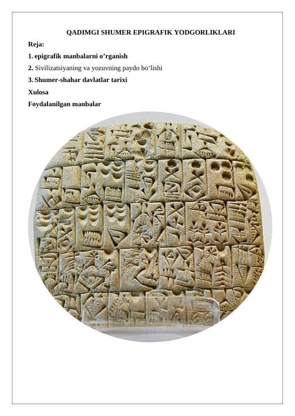 QADIMGI SHUMER EPIGRAFIK YODGORLIKLARI 24