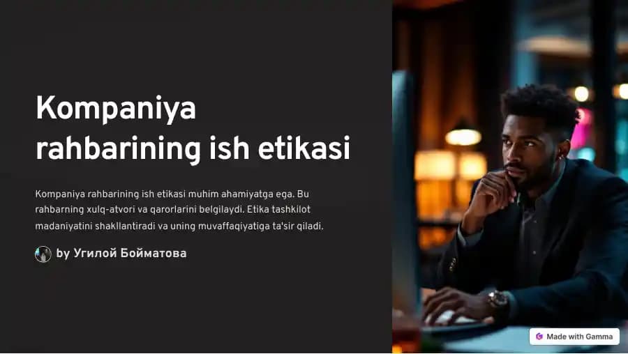 Kompaniya Rahbarining Ish Etikasi