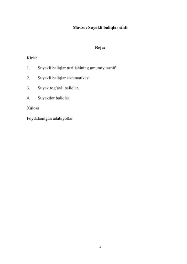 Suyakli baliqlar sinfi