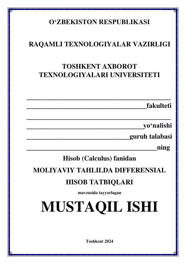 MOLIYAVIY TAHLILDA DIFFERENSIAL HISOB TATBIQLARI
