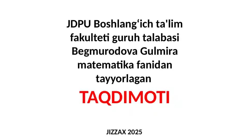 Tenglama boshlang'ich sinf
