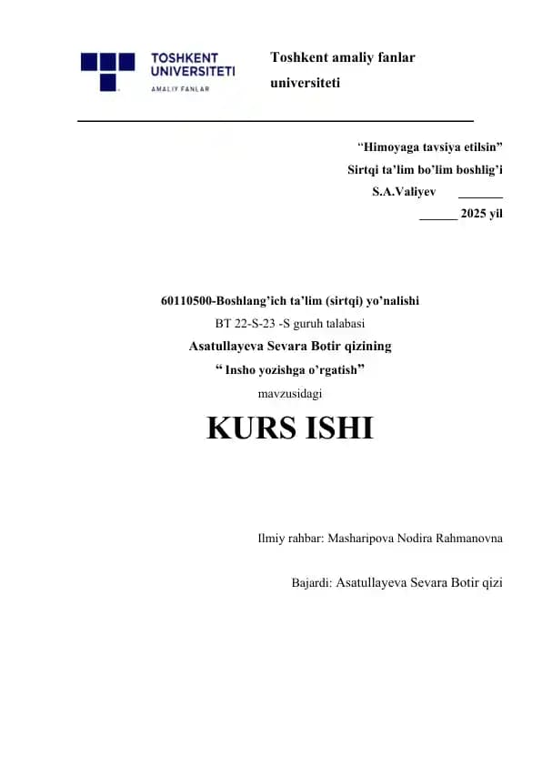 Insho yozishga o’rgatish