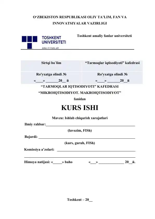 Ishlab chiqarish xarajatlari.