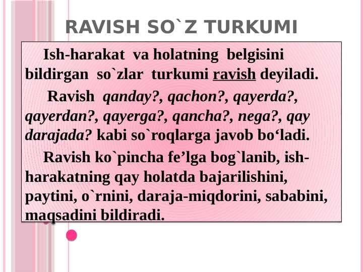 RAVISH SO`Z TURKUMI