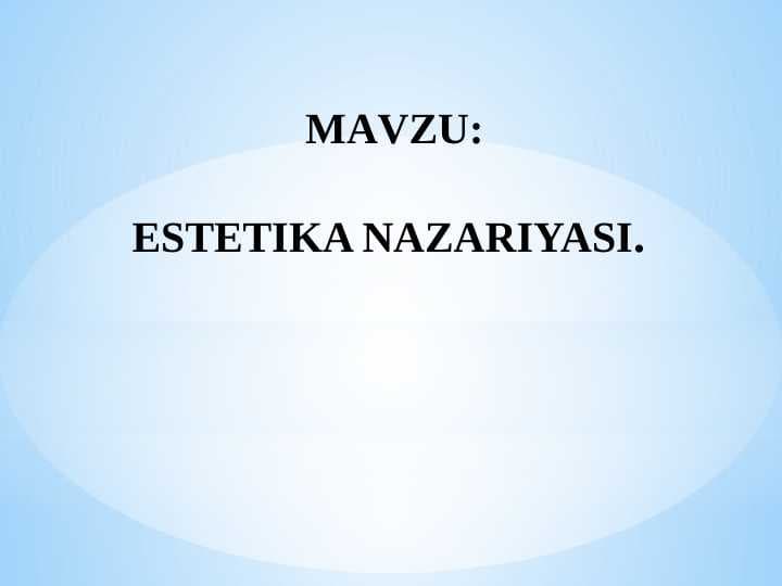 ESTETIKA NAZARIYASI