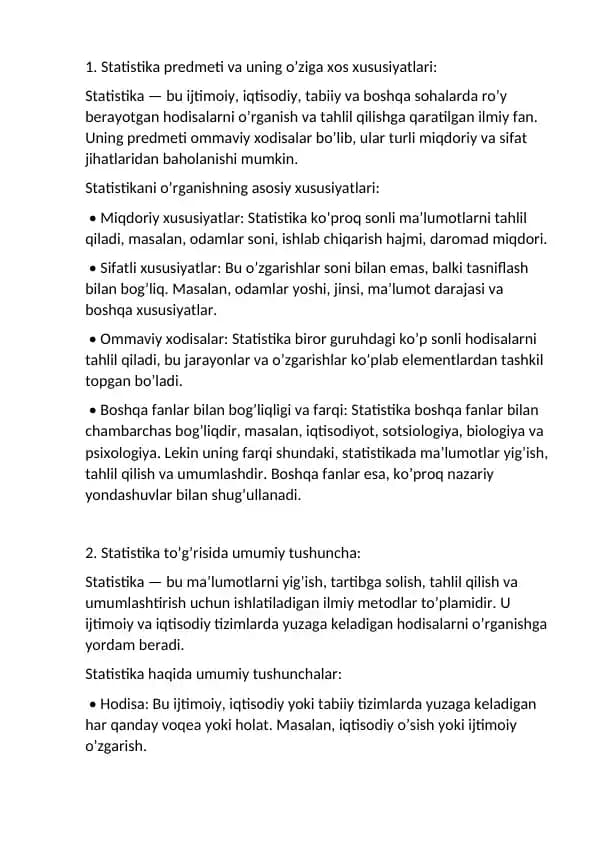 statistika yakuniy javoblar