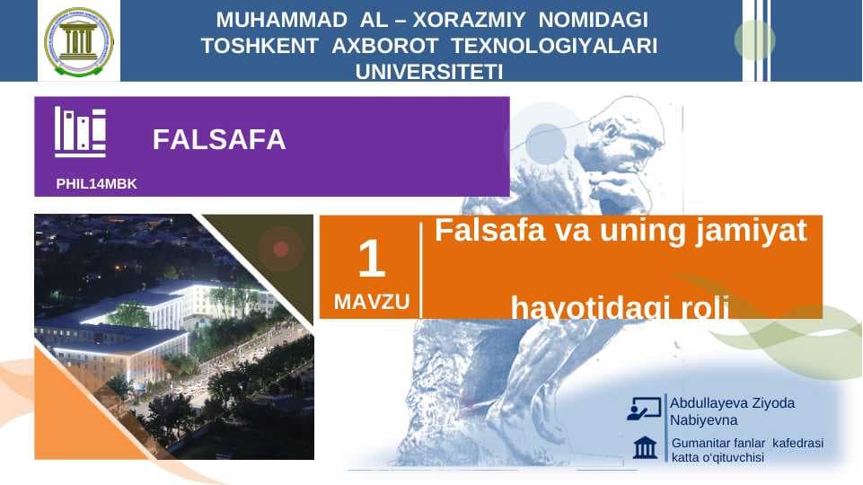 Falsafa va uning jamiyat hayotidagi roli