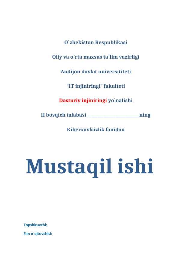 Kriptografiya. Asosiy tushunchalari va algoritmlari