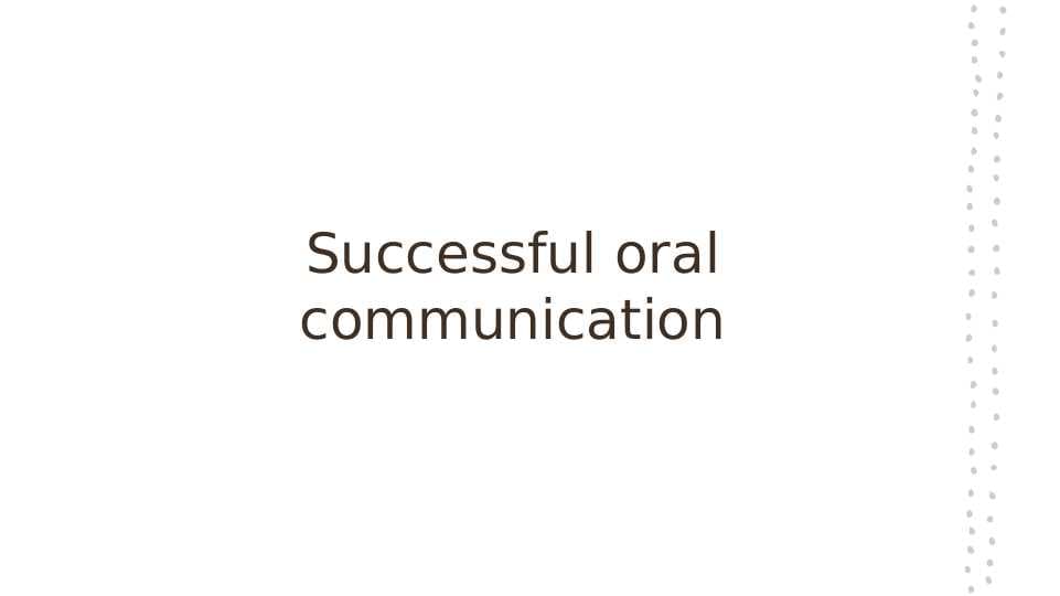 Successful oral communication