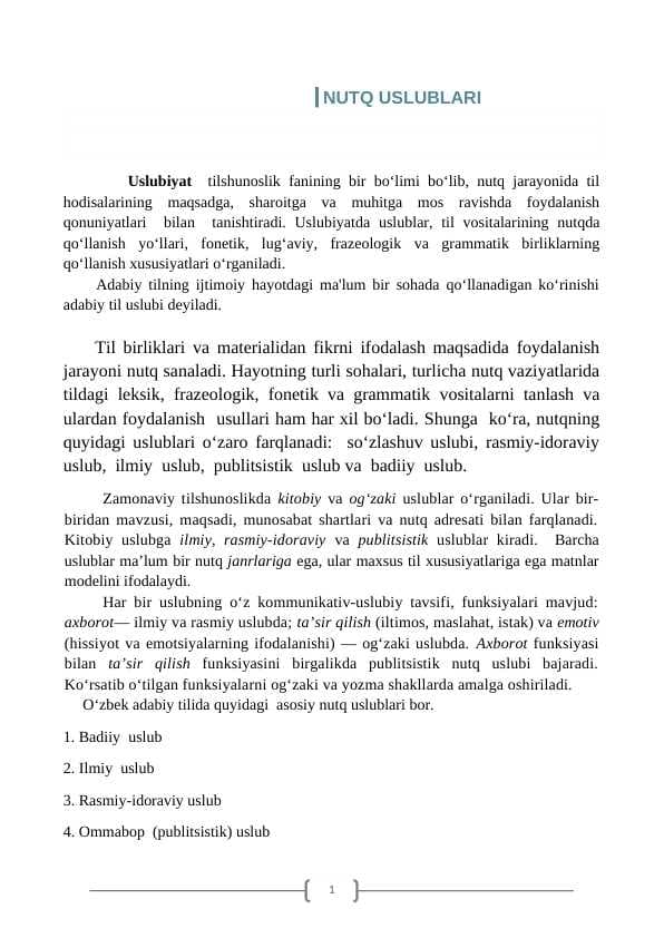 NUTQ USLUBLARI