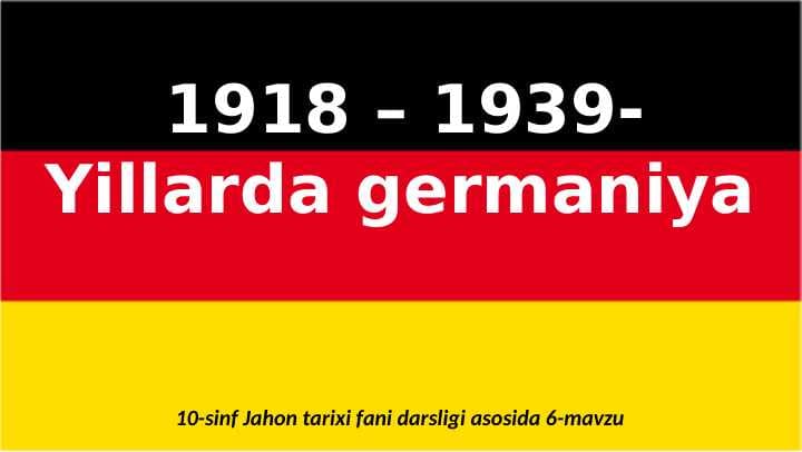 1918-1939-yilarda Germaniya