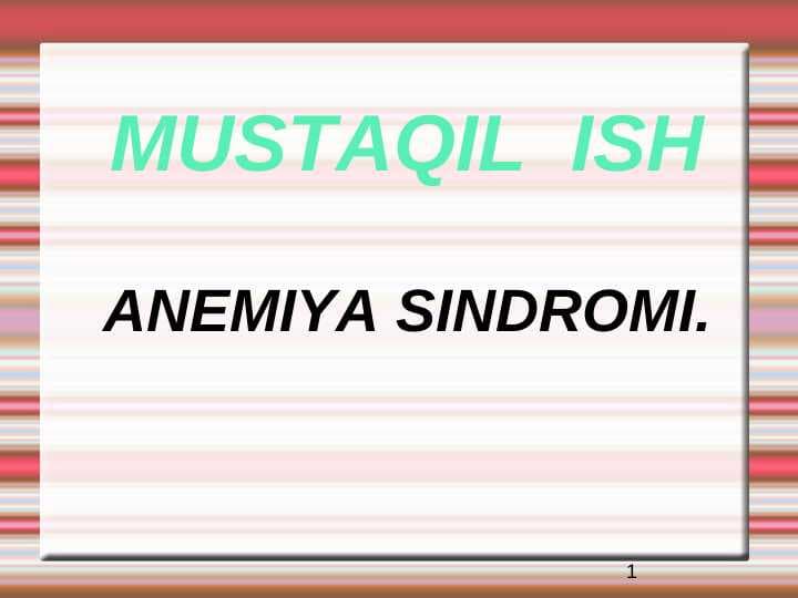 Anemiya sindromi