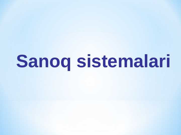 Sanoq sistemalari