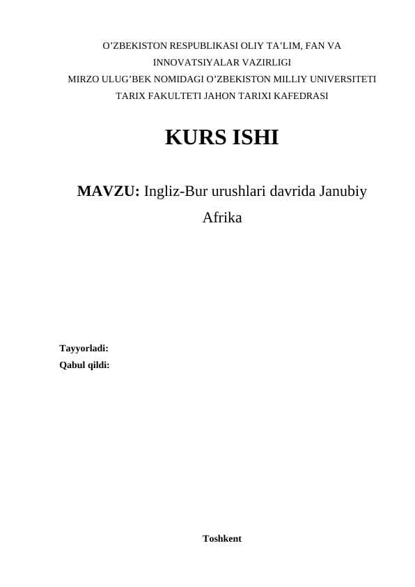 Ingliz-Bur urushlari davrida Janubiy Afrika