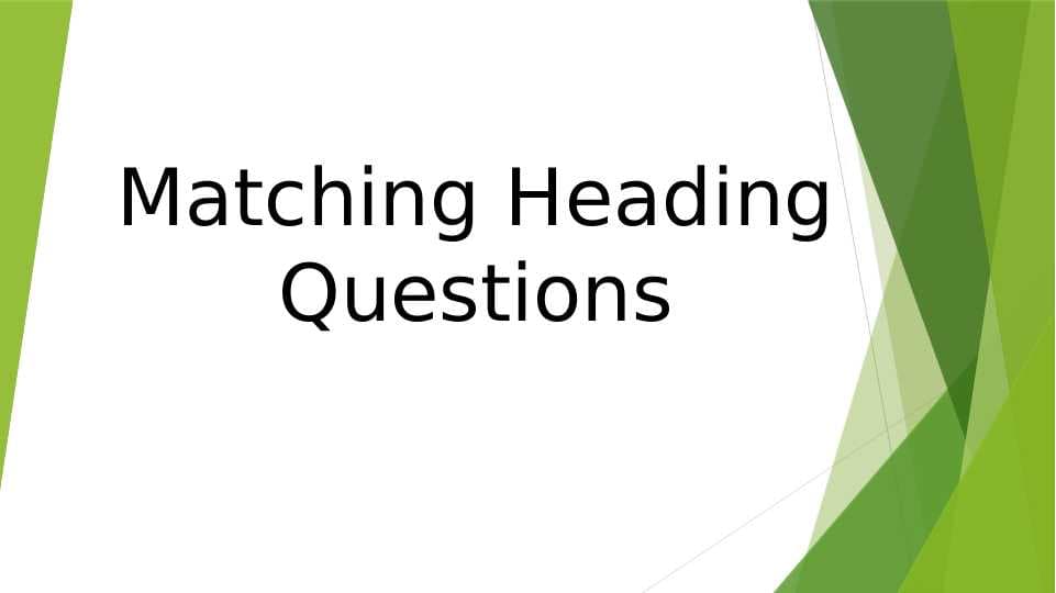 Reading: Matching Heading