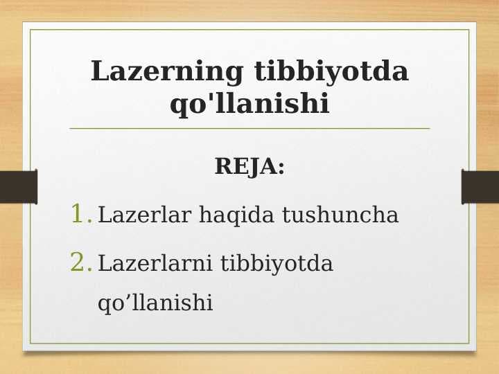 Lazerning tibbiyotda qo'llanishi
