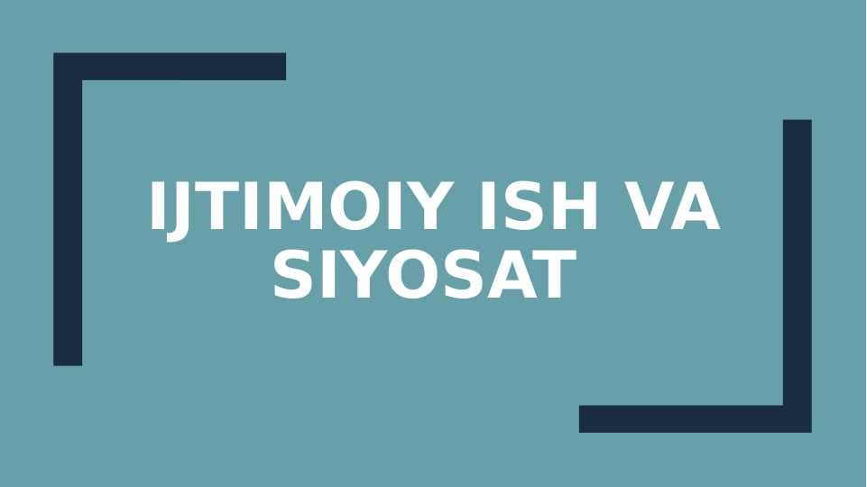 Ijtimoiy ish va siyosat