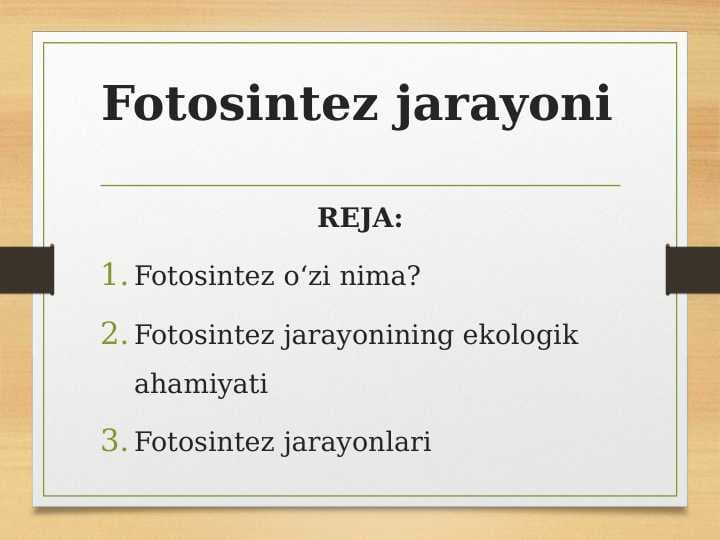 Fotosintez jarayoni