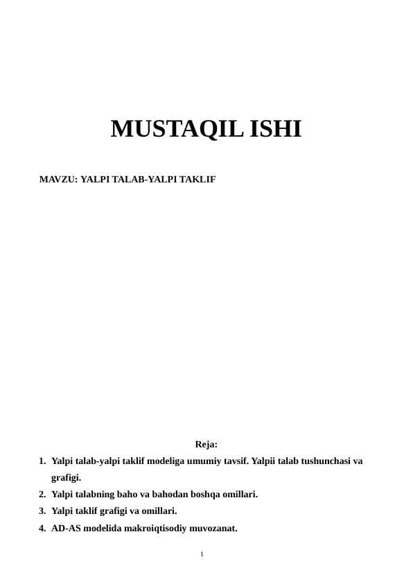 Yalpi talab va taklif