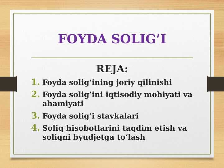 FOYDA SOLIG’I
