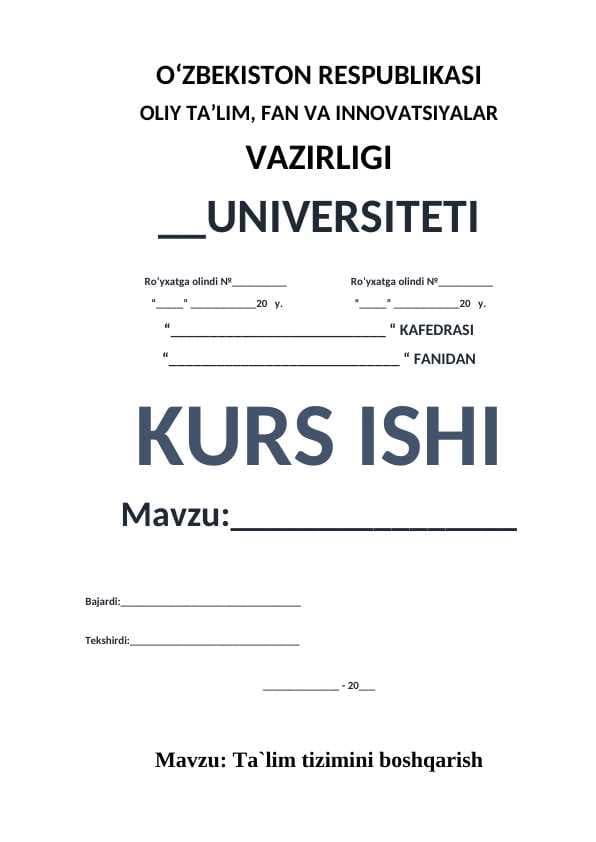 Ta`lim tizimini boshqarish