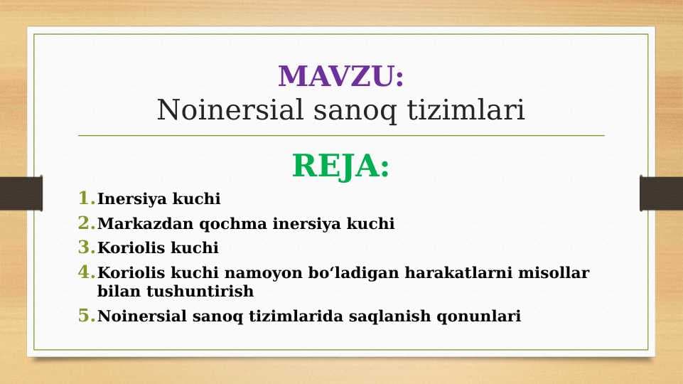 Noinersial sanoq tizimlari