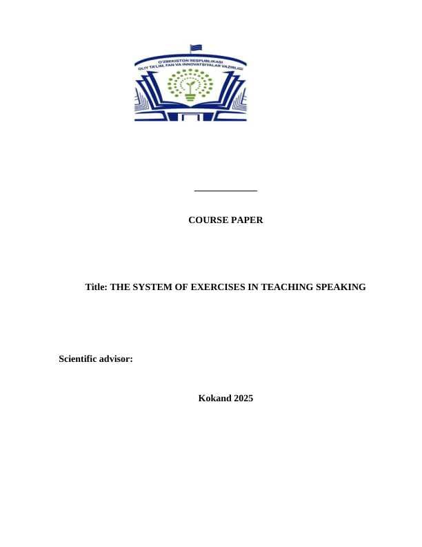 THE SYSTEM OF EXERCISES IN TEACHING SPEAKING