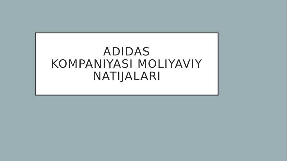 Adidas kompaniyasining moliyaviy natijalari