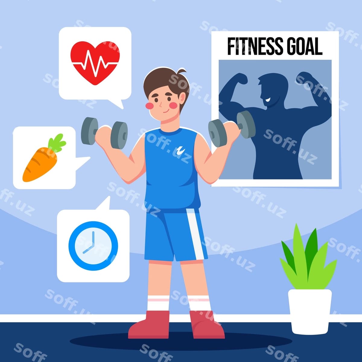 Fitness maqsad flat dizayn | Fitness goal flat design