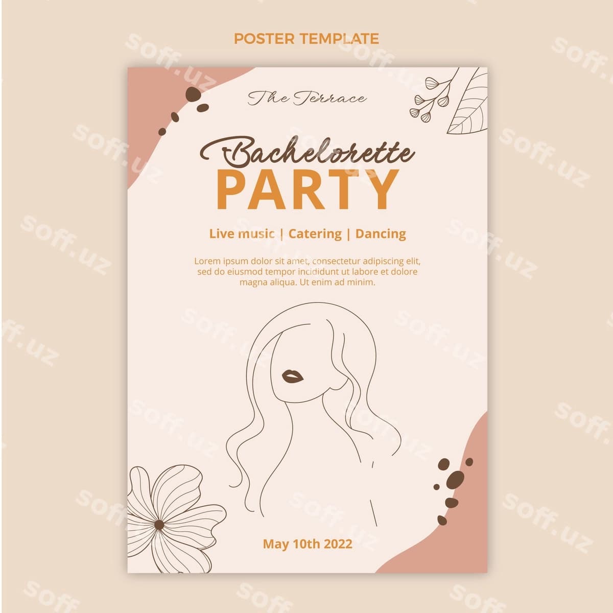 Tekis dizayn Bachelorette shabloni | Flat design bachelorette template