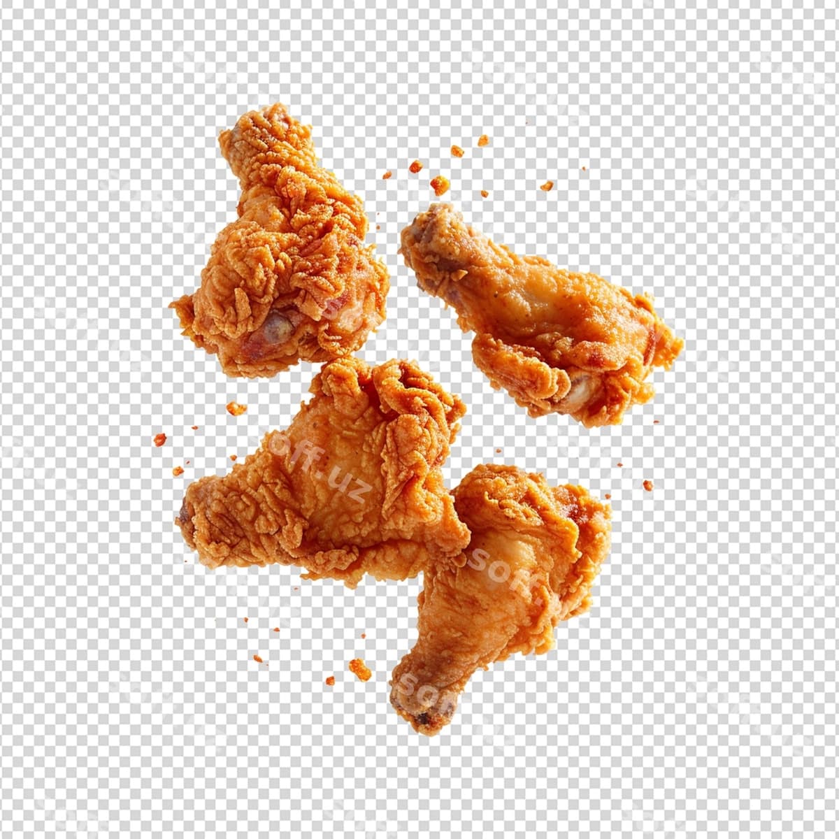 Qovurilgan tovuq nuggetlari bilan maydalangan | Fried chicken nuggets with crumbs falling